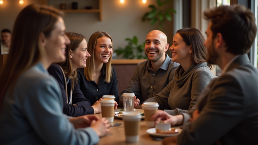 Lidé seděly a diskutují v přátelské atmosféře místního klubu nebo kavárny