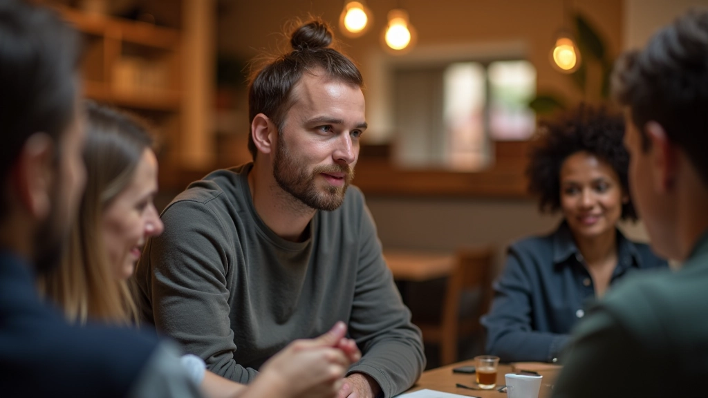 Osoba se zájmem poslouchá v skupinové diskusi