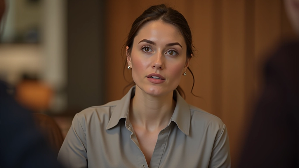 Osoba se intenzivně soustředí na rozhovor, upřený pohled a otevřený postoj