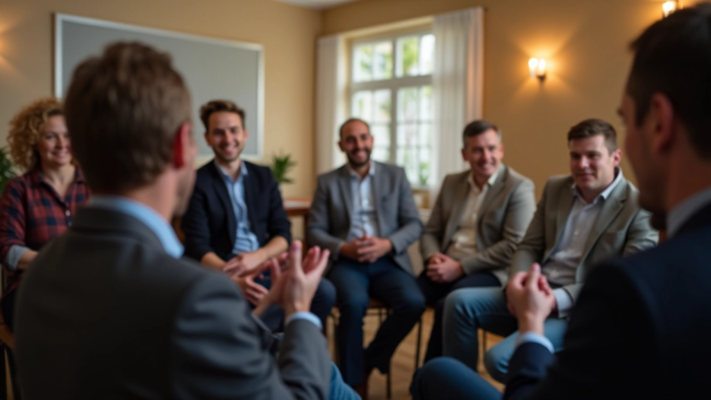 Workshop v kostele - skupiny lidí cvičí sociální interakce v přátelské atmosféře